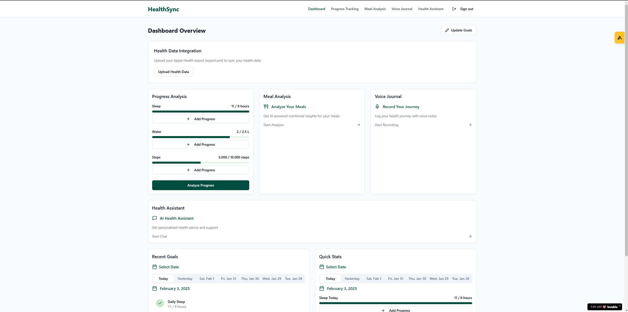 Build health dashboard with AI